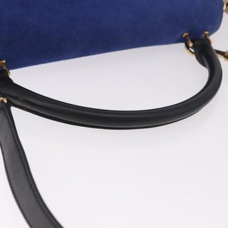 CELINE Trapeze Hand Bag Leather 2way Black Gold