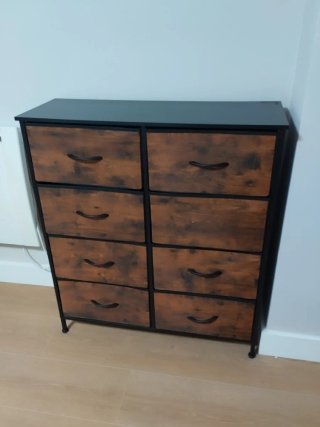 Scrivania angolare con scaffale e cassetti