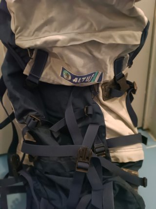Mochila Grande Azul y Blanca