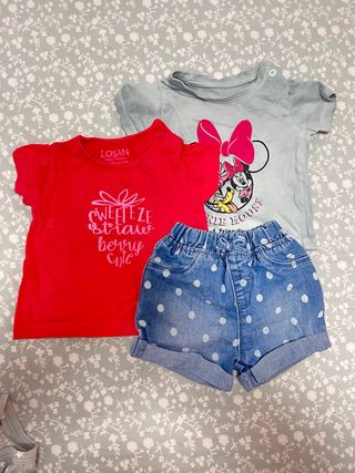 Conjunto Ropa Bebé Niña: Camisetas y Shorts 0-3 M