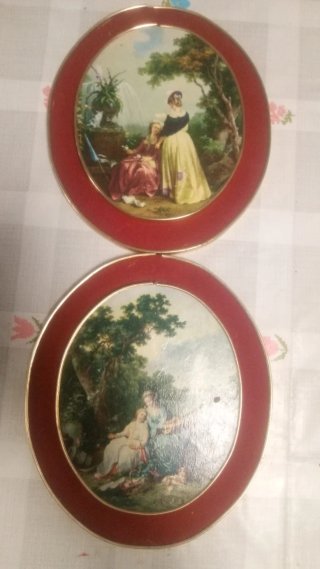 2 Cuadros Óleo Ovalados Decorativos