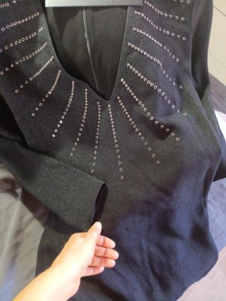 Vestido ASH Negro Talla S brillante y pedrería