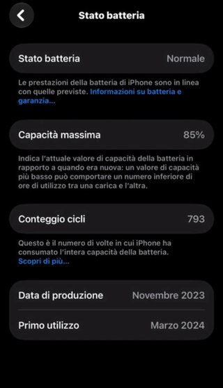 Batteria Apple iPhone 15 Pro