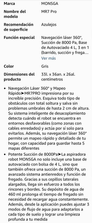 Robot Aspirador Fregasuelo 8000PA Base Autovaciado