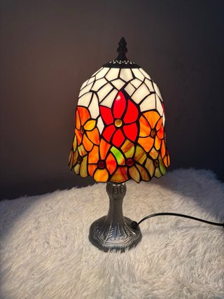 Lámpara estilo Tiffany Flores Vidrio Metal