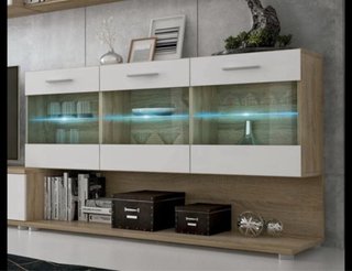 Mueble vitrina madera-cristal con balda madera