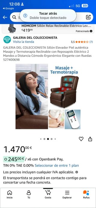 Sillón Elevador HOMCOM Piel Marrón