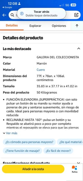 Sillón Elevador HOMCOM Piel Marrón