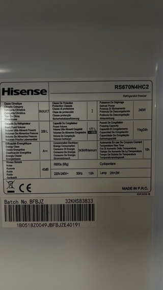 Nevera Americana Hisense RS670N4HC2 No Frost A++