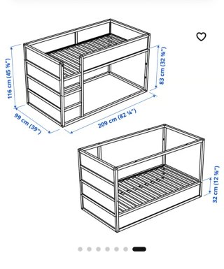 Estructura Cama Alta KURA IKEA Madera Blanca