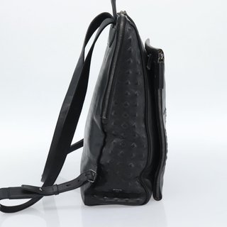 MCM Backpack Leather Black Silver Auth ka4605A -