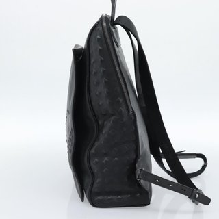 MCM Backpack Leather Black Silver Auth ka4605A -