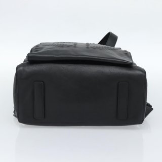 MCM Backpack Leather Black Silver Auth ka4605A -