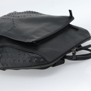 MCM Backpack Leather Black Silver Auth ka4605A -