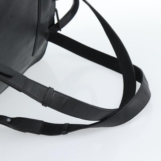 MCM Backpack Leather Black Silver Auth ka4605A -
