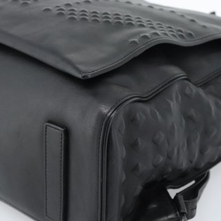 MCM Backpack Leather Black Silver Auth ka4605A -
