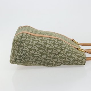 Christian Dior Trotter Canvas Hand Bag Green Gold