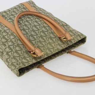 Christian Dior Trotter Canvas Hand Bag Green Gold
