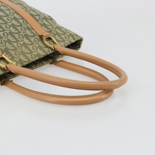 Christian Dior Trotter Canvas Hand Bag Green Gold