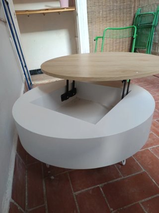 Mesa redonda elevable madera y metal