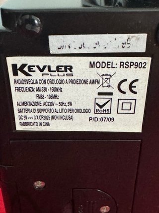 Radiosveglia Kevler Plus con Proiezione