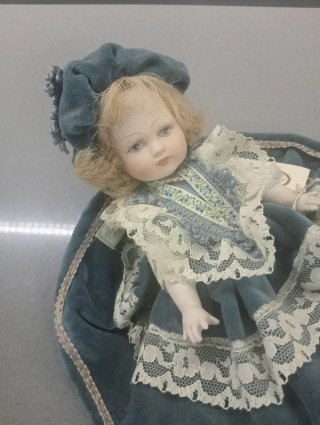 Bambola Romantica Porcellana Vestito Blu