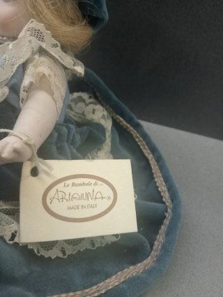 Bambola Romantica Porcellana Vestito Blu
