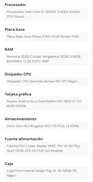 PC Gaming rx7800xt i5-12400f 32gb ddr5