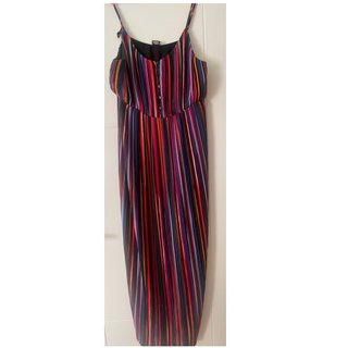 Vestido largo tirantes rayas multicolor