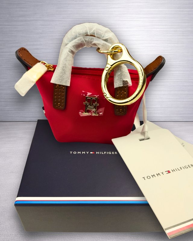 Tommy Hilfiger Llavero Mini Tote Bag Rojo Nuevo