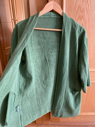 Cardigan Sing-Kei verde abierto bolsillos
