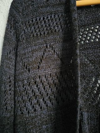 Chaqueta de punto con flecos azul marino talla S