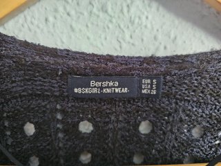 Chaqueta de punto con flecos azul marino talla S