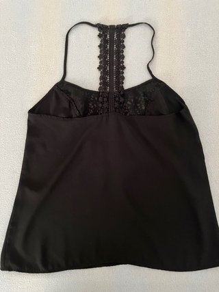 Blusa gasa y croché negra