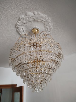 Lámpara de techo antigua dorada cristal