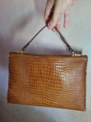 Borsa vintage pelle stampa cocco anni 70-80