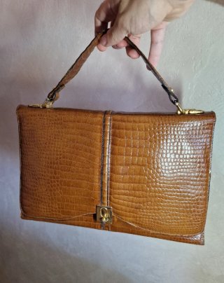 Borsa vintage pelle stampa cocco anni 70-80