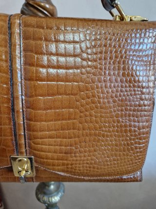 Borsa vintage pelle stampa cocco anni 70-80