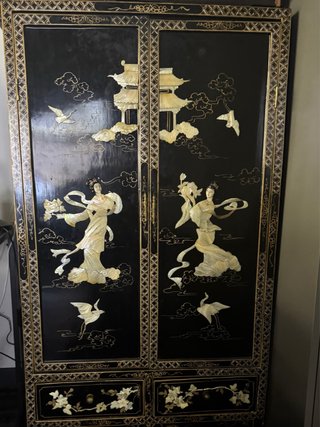 Mueble Chino Antiguo Negro y Dorado