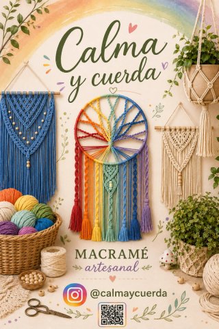 Mini Cuelga Macetas de macrame Multicolor