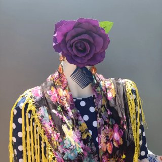 Mantón Flamenca Organza Estampado + Complementos