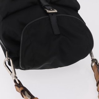 PRADA Shoulder Bag Nylon Black Silver Auth