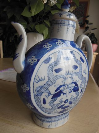 Tetera china dragones azul y blanco