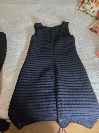 Vestido azul y blanco con lunares
