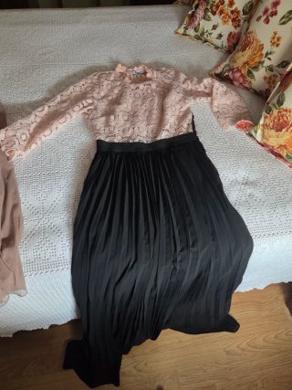 Vestido azul y blanco con lunares