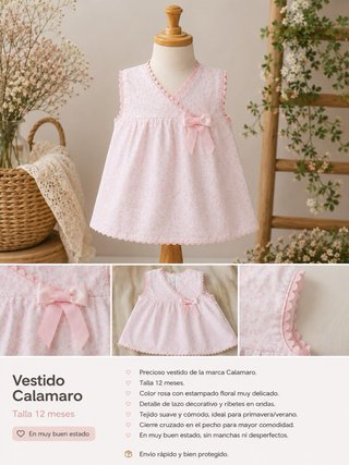 Vestido Calamaro 12 meses floral rosa