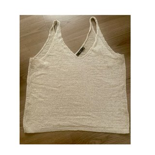 Top Mango de punto con tirantes beige