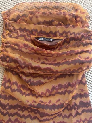 Zara Tubo Fruncido XS Marrón/Naranja