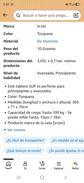 Tabla Paddle Surf Hinchable