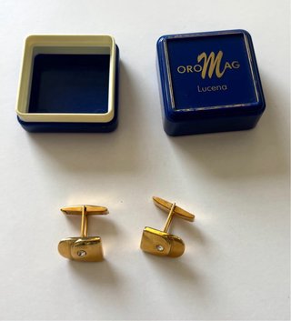 Gemelos Oro M Lucena Cristal Vintage